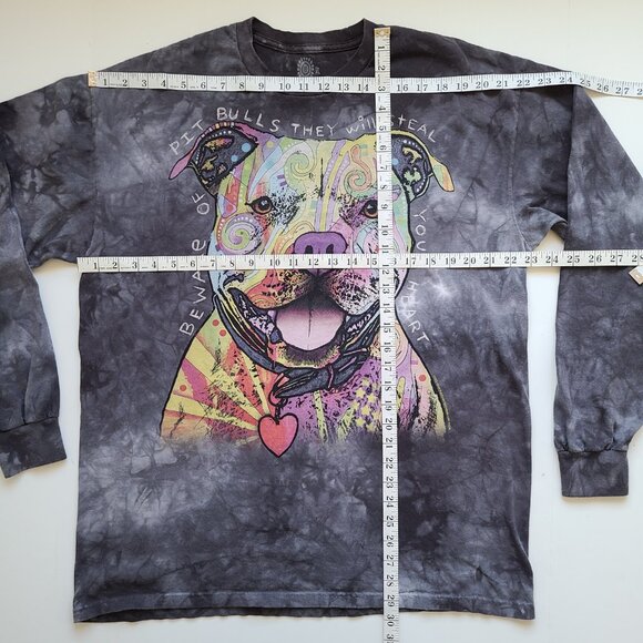 Graphic T-Shirt Pitbull Dog XL The Mountain Long Sleeve Tie Dye Unisex Russo - Picture 6 of 7